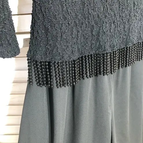 Vintage 90s Beaded Black Chiffon Palazzo Jumpsuit