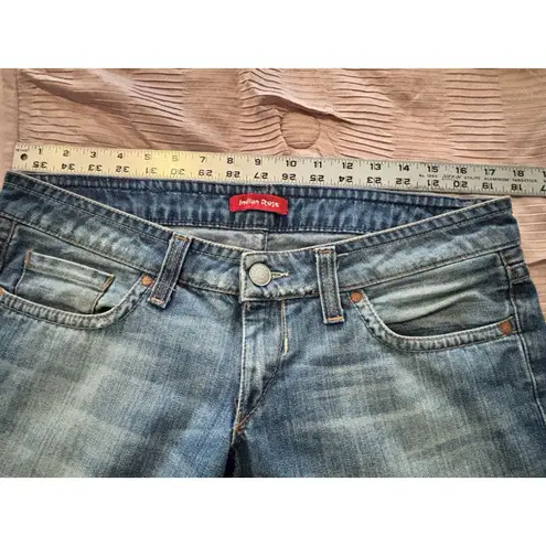 Women's Vintage Indian Rose Wide Leg Loose Fit Denim Blue Jeans 32 X 33 Low Rise