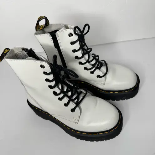 Dr. Martens  Jadon boots in white with black platform size 7