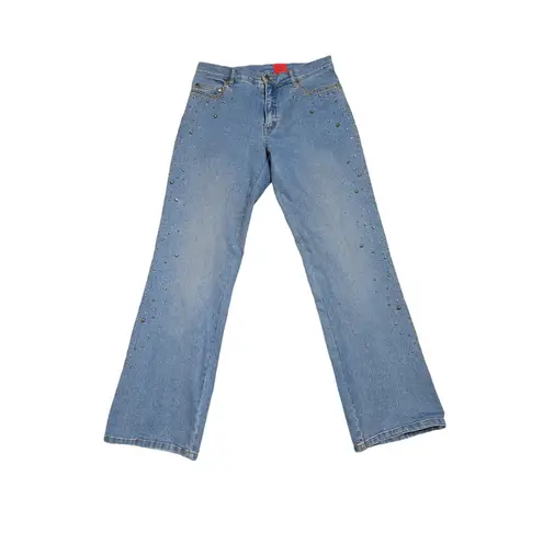 Y2K Very Vera Embellished Jeans Light Wash Size 8P Blue