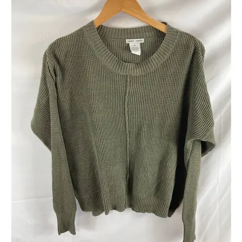 Sweet Romeo Nordstrom Seed Stitch Loden Olive Green Crewneck Cotton Sweater xs