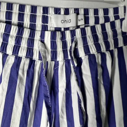 ONIA Chloe Striped Wide Leg Pants High Slit