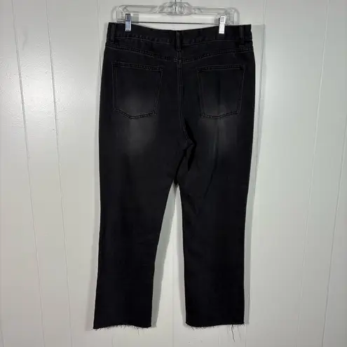 Twelve By Twelve Twelve by On Twelfth Black Denim Straight Leg Button Fly Crossover Waist Jeans