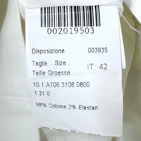 Piazza Sempione Shift Textured White Cotton Dress Size 42