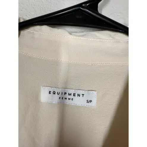 Equipment Femme Ivory White Button Up Shirt Dress Sz S 100% Silk Career Business