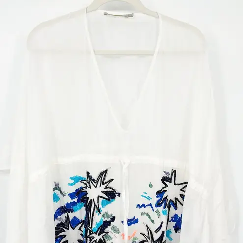 AMEN Womens Cotton Silk Sequin Artsy Floral Tropical Swim Coverup Top Size 42 M Size M