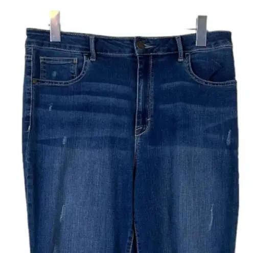 Time and Tru Plus Jeans Straight Leg Distressed High Rise Medium Wash Size 16 Blue