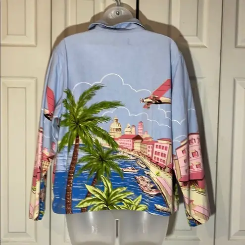 Tantrums Blue Chambray Jacket/Heavy Shirt Beach Scene Large K