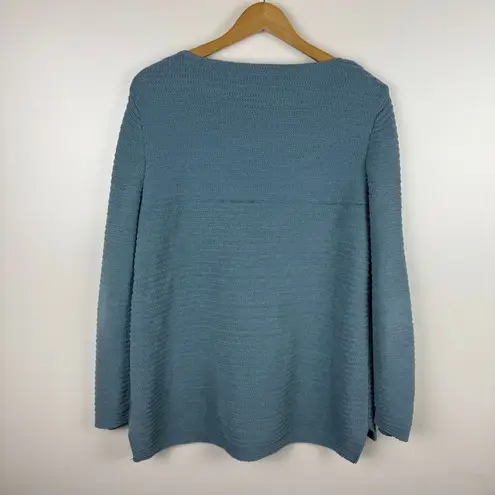 J Jill Chenille Knit Pullover Sweater Sz L Comfy Soft Long Sleeve Casual Blue Size L