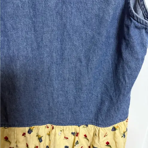Denim and Yellow Floral Maxi Dress​ Blue Size M
