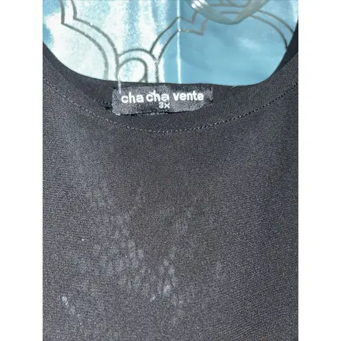 Cha Cha Vente Low High Black Silky Lacey Back Blouse 3xl