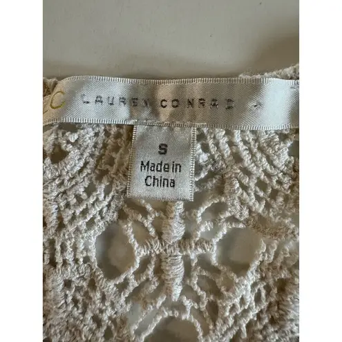 LC Lauren Conrad Women's Cream Colored Crochet Knit Tank Top Size Small Lauren Conrad