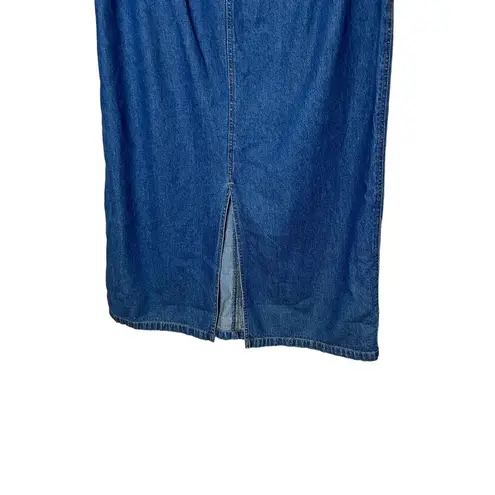 Vintage Longaberger Homestead Denim Star Patch Maxi Skirt XL Blue