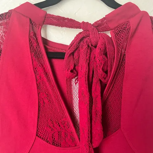 Free People  It’s Now or Never Wine Red Lace bodycon dress size L