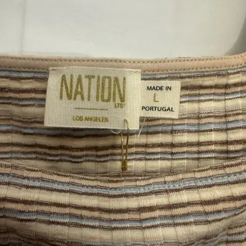Nation Ltd Babs Tank Size Large In Layer Cake Striped Ribbed Square Neck NWT