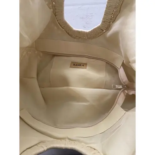 Woven Straw Half Moon Clutch Bag with Square Handle