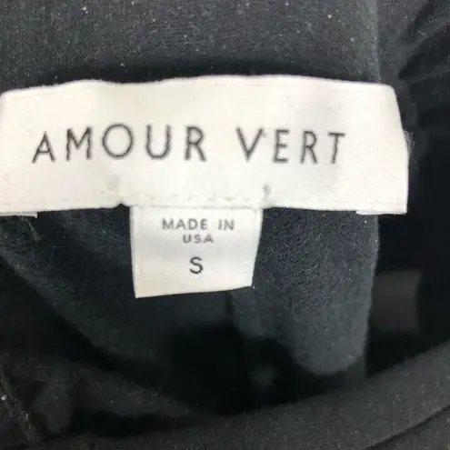 Amour Vert Eugenia Black Tie Waist Luxe Fleece Pants Small Wide Leg