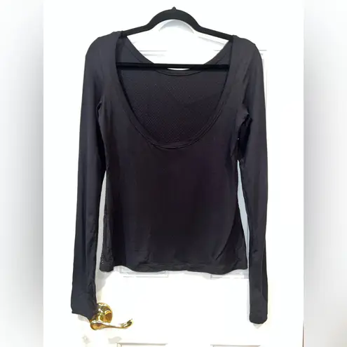 Fiorucci Crystal Rhinestone Logo Long Sleeve Top XS Black Sparkle Tee NWT