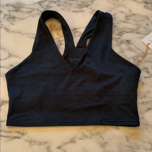 Quince NWT Women's V Neck Heather Green Sports Bra Sz M