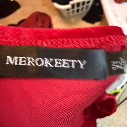 Merokeety ONE SHOULDER SLEEVELESS VELVET SLIT MAXI DRESS Holiday Red Formal XL