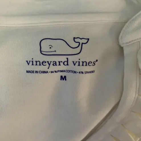 Vineyard Vines  Womens Ruffled Top Size M Long Sleeve Ivory Shirt Flaws V-neck