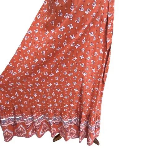 Medium Fall Maxi Dress Long Boho Medium Wrap Dress Cottage Prairie Orange Dress