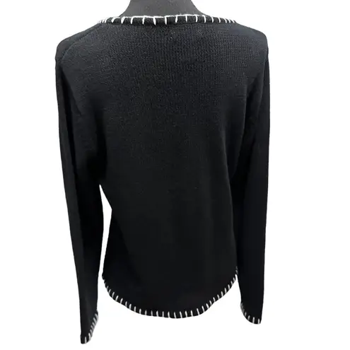 Through The Country Door Snowmen Sweater Snowflakes Red bird Women Size M Black Size M