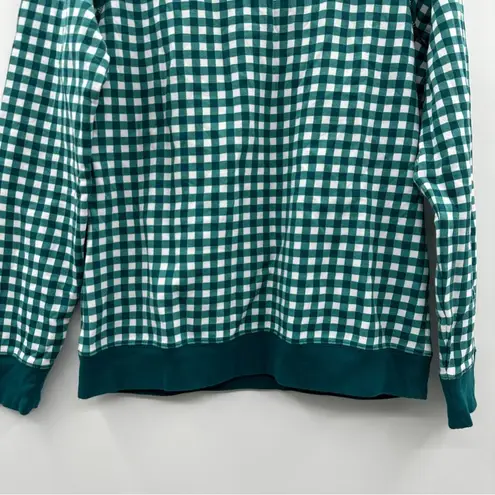 Draper James Natalie Green & White Gingham Print Long Sleeve Sweatshirt Sz M
