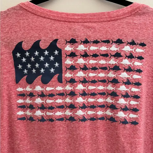 Ocean + Coast Women’s American Flag Fish Shirt Size 3X Red Fishing Outdoors