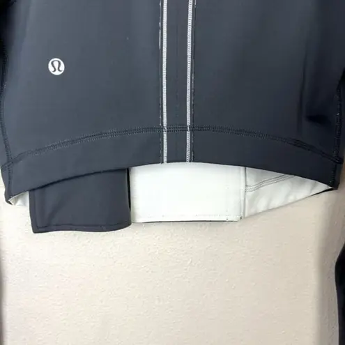 Lululemon Principal Cropped Moto Jacket Size 4 Long Sleeve‎ Full Zip Gray White