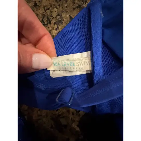 Sea Level Scalloped Longline Tri Colour Cobalt women’s bikini top size 10 (new) Blue