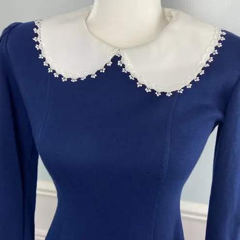 Vintage Petite Lang Midi Dress Peter Pan Collar Wednesday Addams Size 4