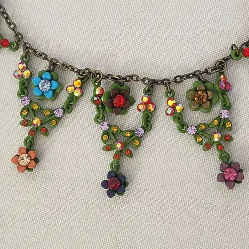 Bohemian Garden Floral Ornate Necklace with Earrings Set Pink
