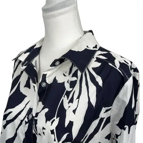 Roaman's Blouse Plus Size 20W Blue & White Button