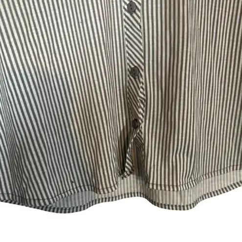Eden & Olivia Black & White Striped Long Sleeves Button Up Shirt Women Sz S