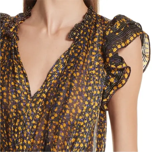 Ulla Johnson Nyssa Sleeveless Floral Silk Dress in Noir Size 0