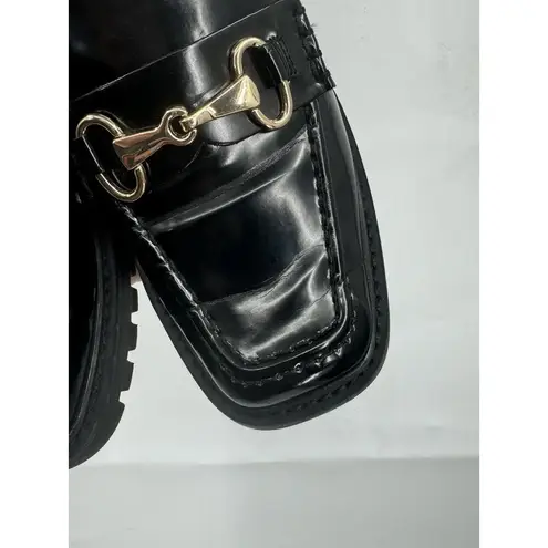 Open Edit  Loafer Women 8 Black Patent Dark Academia Preppy Y2K Buckle Horse Bit