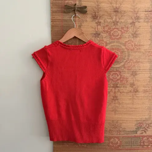 Bebe Vintage  Cap Sleeve Knit Button Down V Neck Top - Image 7