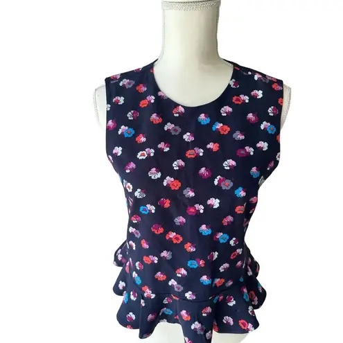 Rebecca Taylor  Navy Floral Peplum Top Size 2