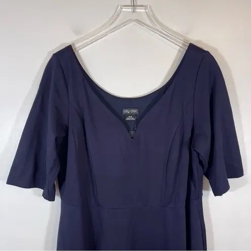 City Chic NWT  Women's Plus Size Cute Girl Elbow Sleeve Dress - navy size 18