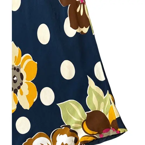 Boden 8L 12L UK Tea Dress Midi Empire Waist V Neck Bias Cut Blue Floral Retro Size 8