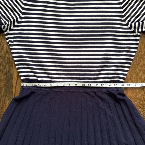 Draper James Knit Dress XXL Nautical Striped Ruffle Sleeve Pleated Skirt Stretch