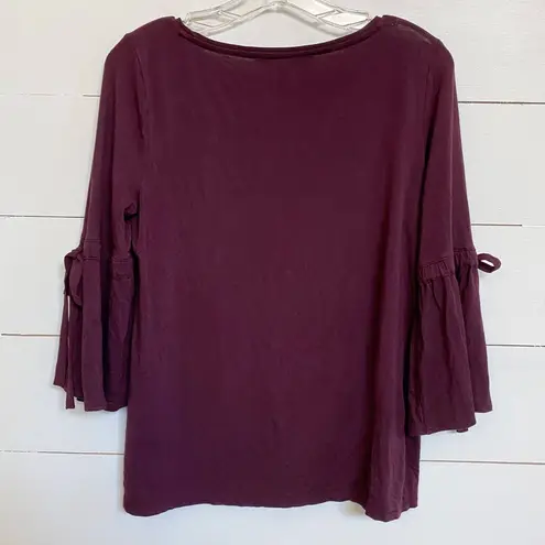 White House | Black Market  Wine Burgundy Tie - Sleeve Dressy Top SZ M