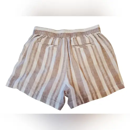 Tahari Beige & White Linen Striped Shorts Women’s Size S