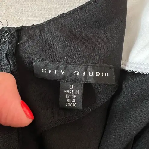 City Studio White Black Sparkle Lace Embellished Waist Formal Gown Size 0