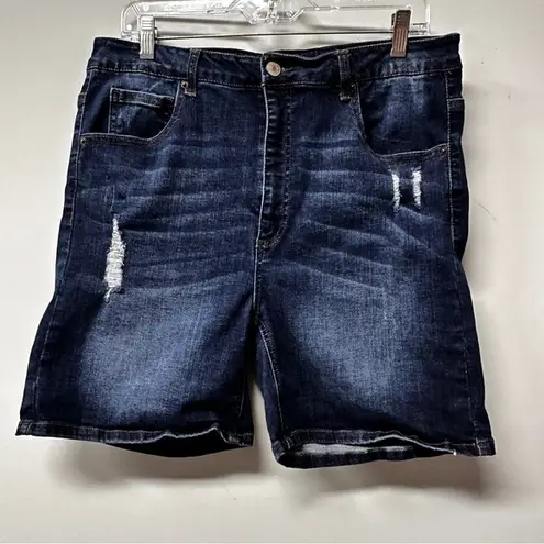 Risen Denim High Rise Shorts Bermuda Women Blue Jean Stretch Short 2X plus size