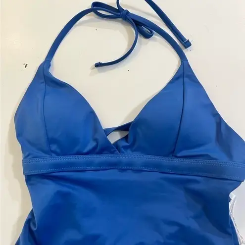 ANDIE The Lagos Halter One Piece Swimsuit Tie Back Horizon Blue Beach Pool