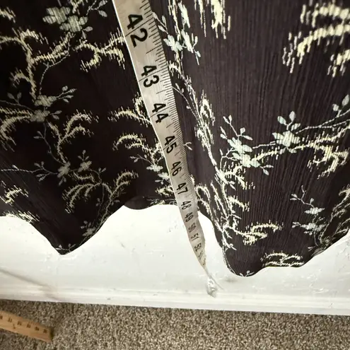 J Jill Dress Womens 4 Black White Floral Button Front Short Sleeve Rayon Midi