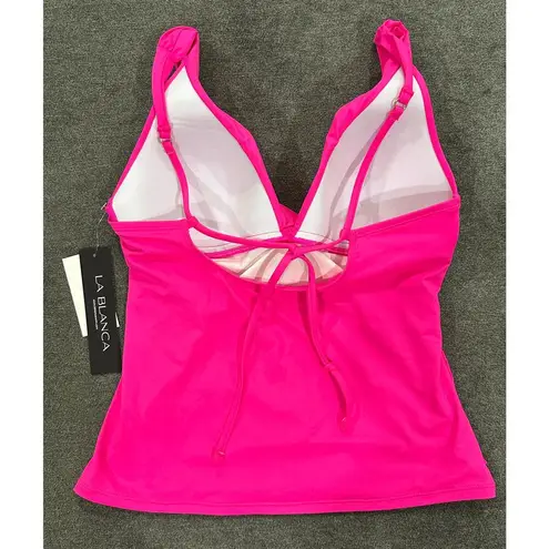La Blanca Women's Island Goddess Twist Tankini Top Hot Pink Size 6 NWT Vacation