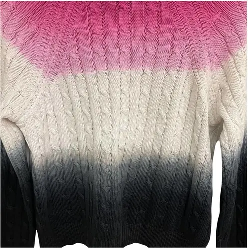 NWOT VEDA Sweater Dip Dye Tie Dye Cable Knit Pink Black White Size Petite (0